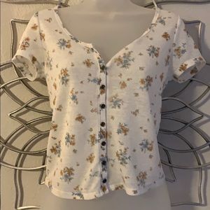 Floral almost crop t shirt